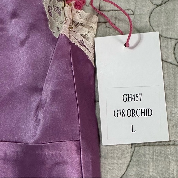 NEW Pearl Lace Two Tone Silk Cami Sz L Orchid Cream Lace - Picture 2 of 5